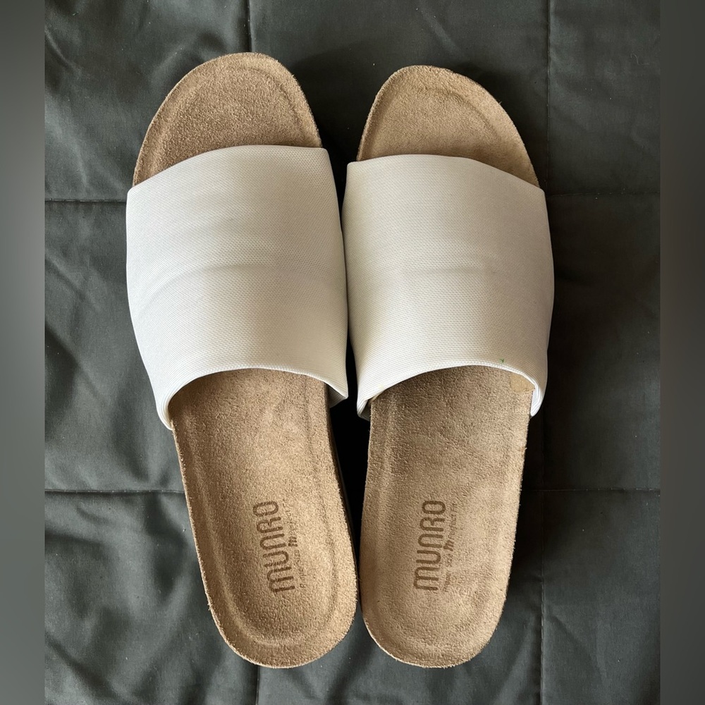 Munro Cream Slide Sandals